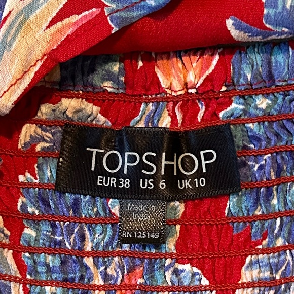 TOPSHOP | Hawaiian Flower Print Crop Top SZ 6 - Picture 8 of 10